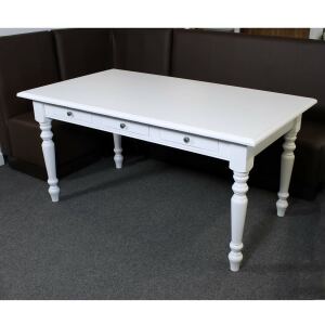 Weißer Shabby Chic Esstisch mit Schubladen