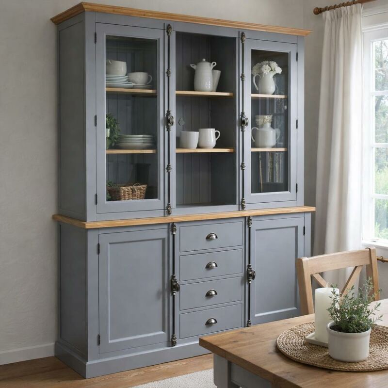 Landhaus Buffetschrank dunkelgrau-braun