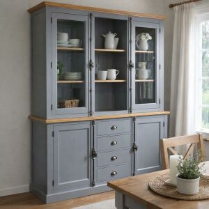 Landhaus Buffetschrank dunkelgrau-braun