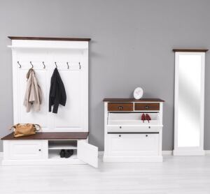 Vintage Garderobe im Landhausstil 3-teilig, weiß mahagoni