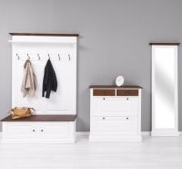 Vintage Garderobe im Landhausstil 3-teilig, weiß mahagoni