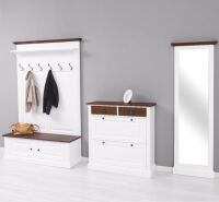 Vintage Garderobe im Landhausstil 3-teilig, weiß mahagoni