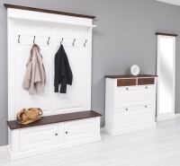 Vintage Garderobe im Landhausstil 3-teilig, weiß mahagoni