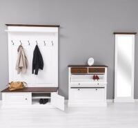 Vintage Garderobe im Landhausstil 3-teilig, weiß mahagoni