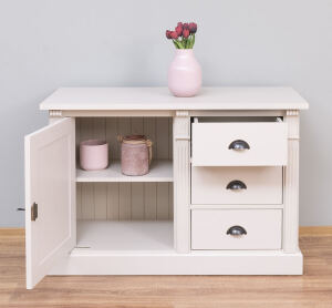Landhausstil Kommode mit Unterschrank cremegrau