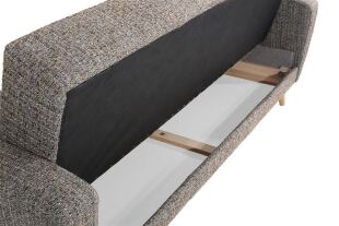 3-Sitzer Retro Sofa Justus, mit Bettfunktion grober Strukturstoff (Boucle) sand