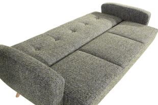 3-Sitzer Retro Sofa Justus, mit Bettfunktion grober Strukturstoff (Boucle) grün