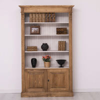 Vintage Bücherschrank aus Holz, Farbe braun-weiß