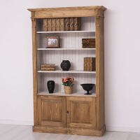 Vintage Bücherschrank aus Holz, Farbe braun-weiß