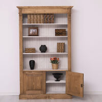 Vintage Bücherschrank aus Holz, Farbe braun-weiß