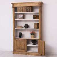Vintage Bücherschrank aus Holz, Farbe braun-weiß