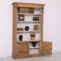 Vintage Bücherschrank aus Holz, Farbe braun-weiß