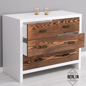 Schmale Kommode Berlin weiß braun im Landhausstil