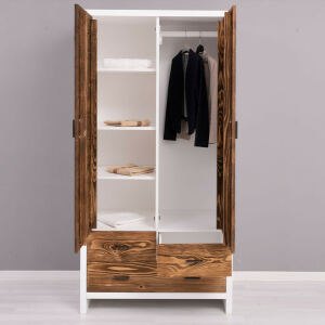 Kleiderschrank Berlin für Schlafzimmer weiß braun