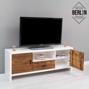 TV-Kommode Berlin im Landhausstil, rustikal weiß braun