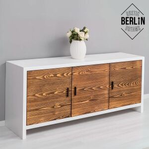Rustikales Lowboard Berlin im Landhausstil, weiß braun