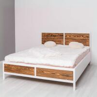 Landhaus Doppelbett Berlin, weiß braun (180x200cm)