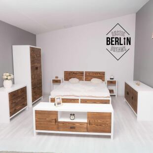 Landhaus Schlafzimmer-Set Berlin RusticDreams, weiß braun