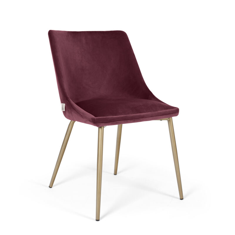 Polsterstuhl weinrot mit Metallgestell in Gold