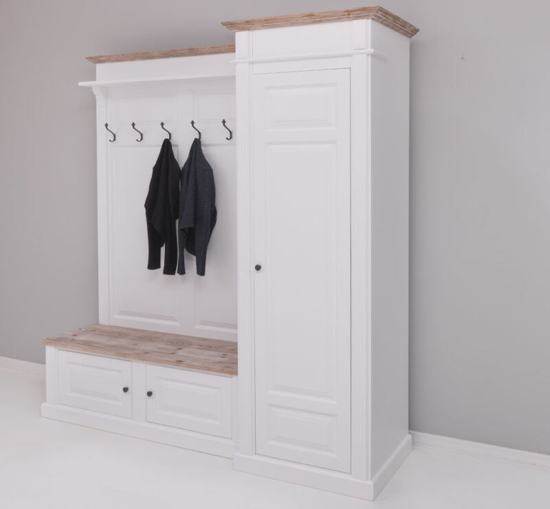 Große Landhaus Garderobe mit Schrank rechts - Onlineshop für massive Landhausmöbel