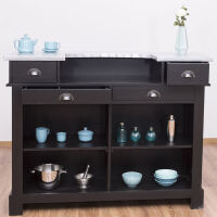 Schwarze Bartheke im Landhausstil mit Zinkplatte
