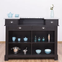Schwarze Bartheke im Landhausstil mit Zinkplatte