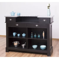 Schwarze Bartheke im Landhausstil mit Zinkplatte