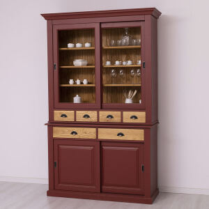 Schmaler Esszimmerschrank im Landhausstil bordeaux
