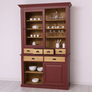 Schmaler Esszimmerschrank im Landhausstil bordeaux