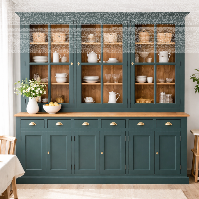 Großer Esszimmerschrank Vintage ozeanblau