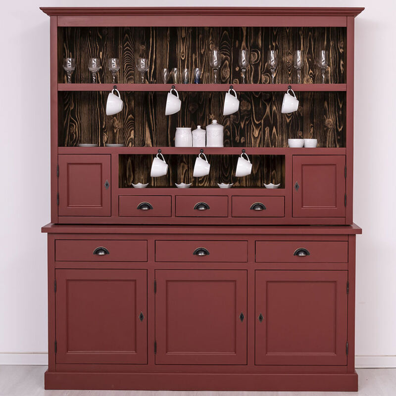 Rustikaler Esszimmerschrank Massivholz bordeaux