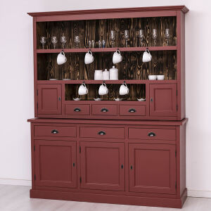 Rustikaler Esszimmerschrank Massivholz bordeaux