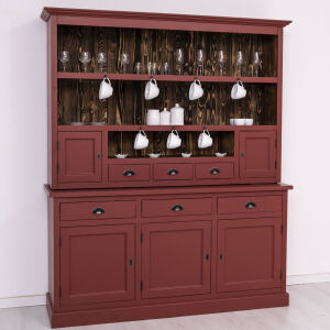 Rustikaler Esszimmerschrank Massivholz bordeaux