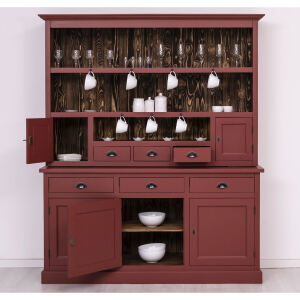 Rustikaler Esszimmerschrank Massivholz bordeaux