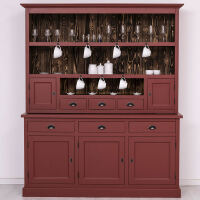 Rustikaler Esszimmerschrank Massivholz bordeaux