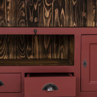 Rustikaler Esszimmerschrank Massivholz bordeaux