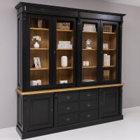 Großer schwarzer Vitrinenschrank im Landhausstil