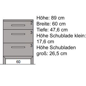 Kommode mit 3 Schubladen Kernbuche massiv