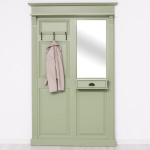 Schmale Flurgarderobe im Landhausstil blassgrün