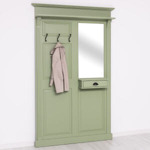 Schmale Flurgarderobe im Landhausstil blassgrün