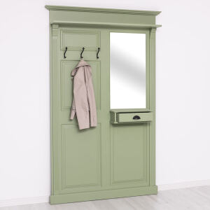 Schmale Flurgarderobe im Landhausstil blassgrün
