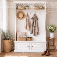 Garderobe mit Schuhschrank weiß im Landhausstil