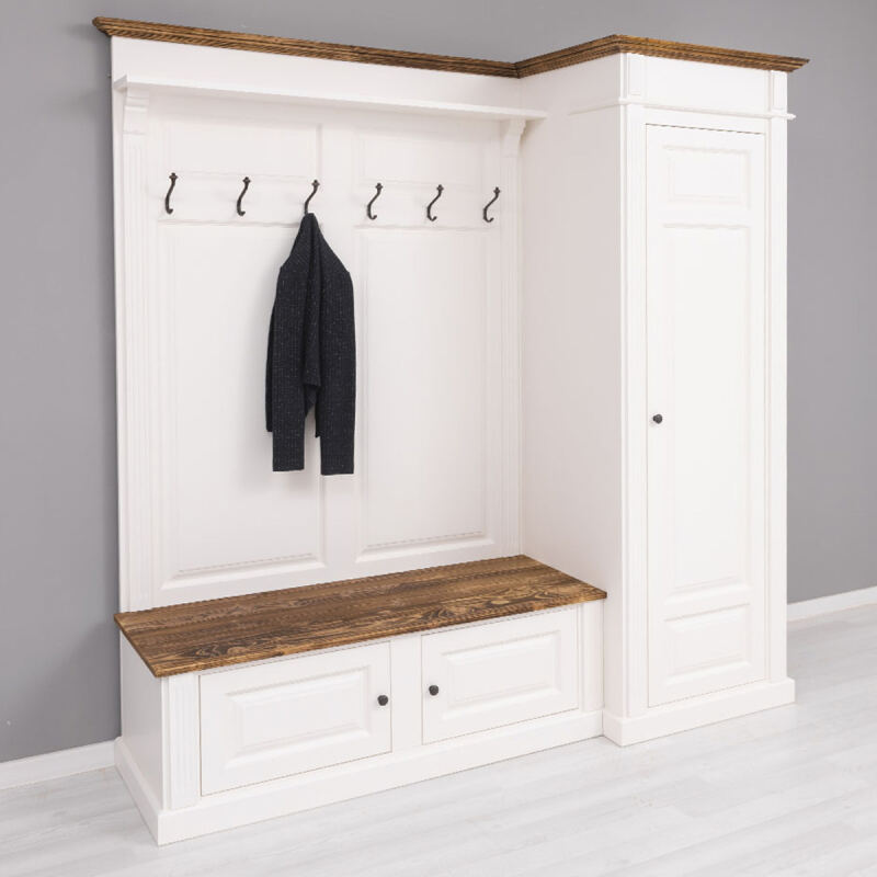 Landhaus Flur Garderobe mit viel Stauraum altweiß - Onlineshop für massive Landhausmöbel
