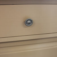 Braunes Landhaus Sideboard mit SchiebetÃ¼ren - Eichenplatte weiÃŸ-grau