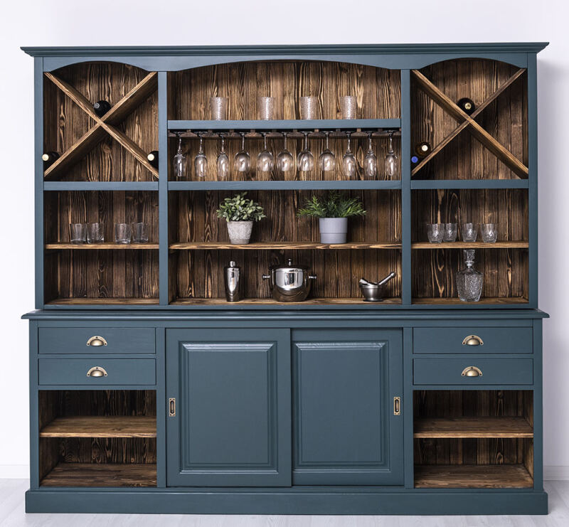 Rustikaler Buffetschrank groß ozeanblau
