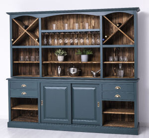 Rustikaler Buffetschrank groß ozeanblau