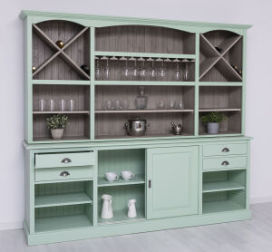Vintage Esszimmerschrank mit viel Stauraum mintgrün
