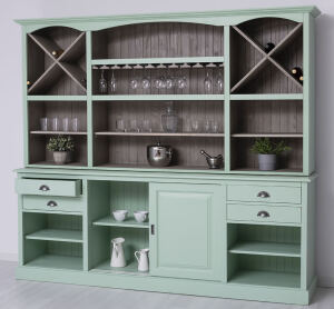 Vintage Esszimmerschrank mit viel Stauraum mintgrün