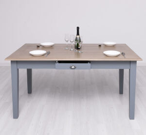 Esstisch Vintage fehgrau mit Schublade 160 cm