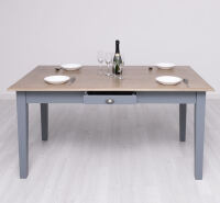 Esstisch Vintage fehgrau mit Schublade 160 cm